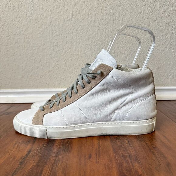 P448 Star 2.0 High Top Sneakers White/Tan Leather Lace Up - Picture 2 of 11